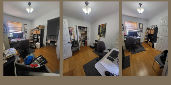 before and after of home office organized