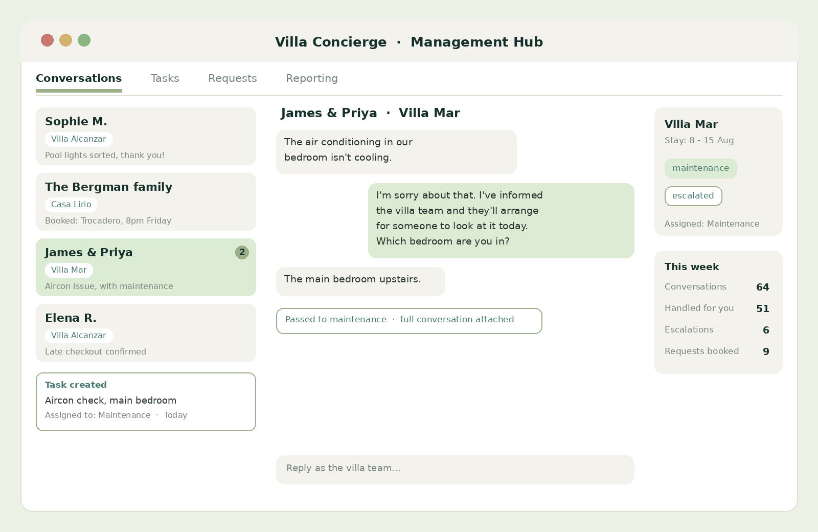 Management dashboard screenshot