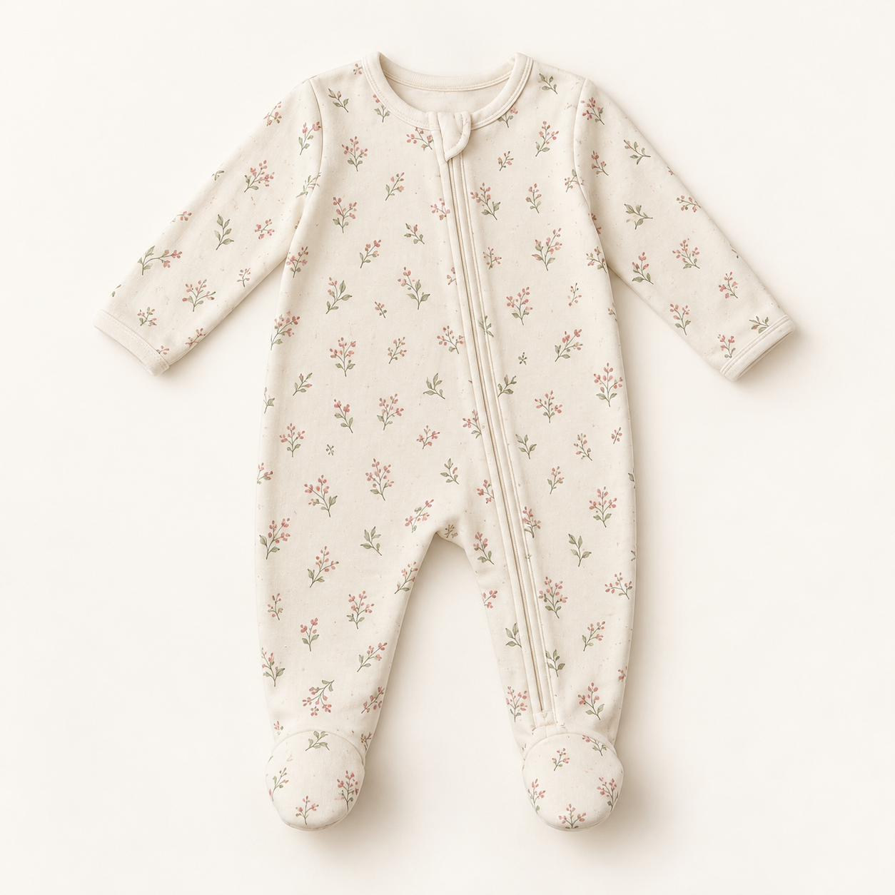 TEST – Ivory Floral Baby Sleepsuit
