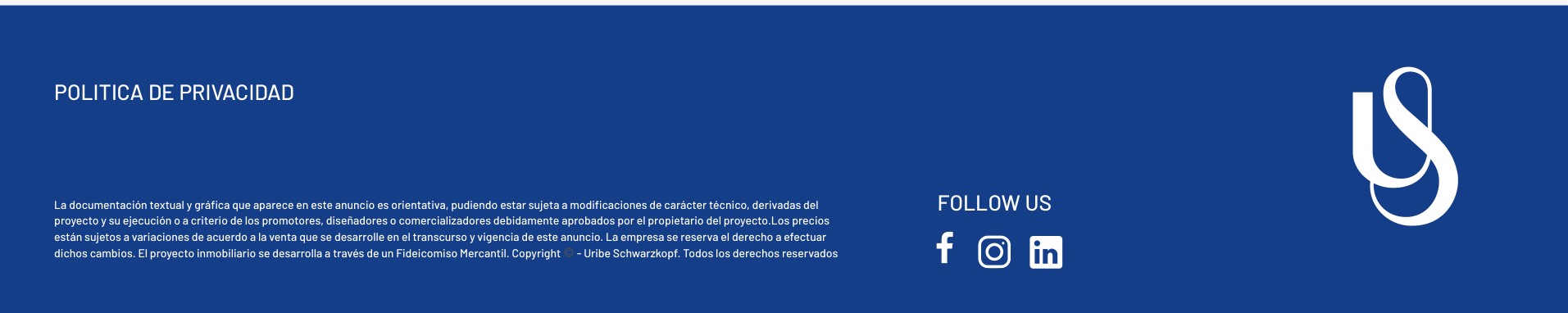 Política de privacidad, redes sociales y derechos reservados de Uribe Schwarzkopf