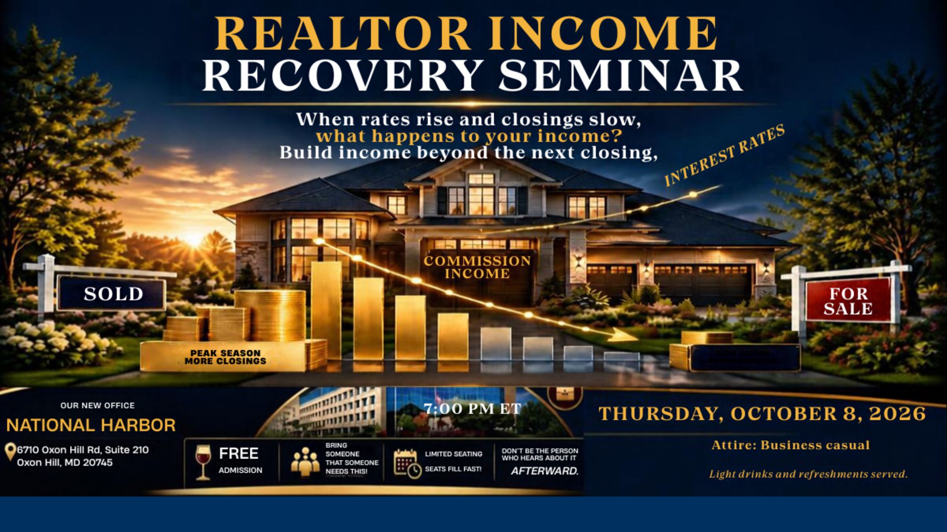 Realtor Income Recovery Seminar flyer — October 8, 2026