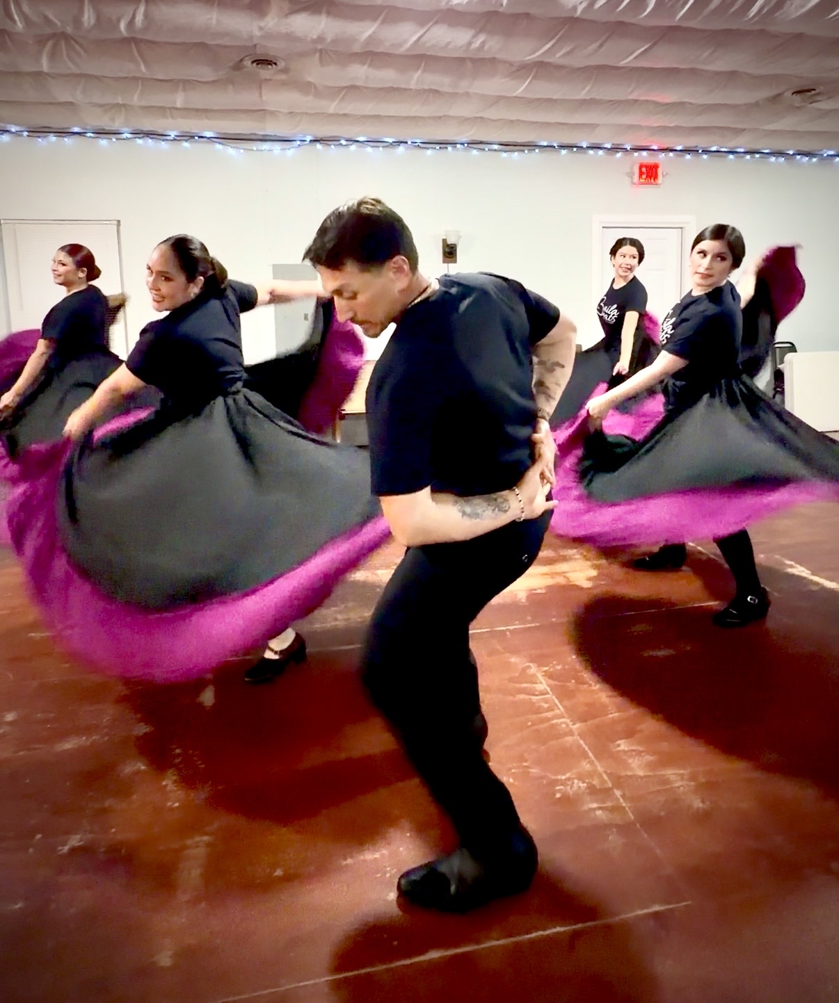Mexican Folklore class with skirts at Baila Beats Academy