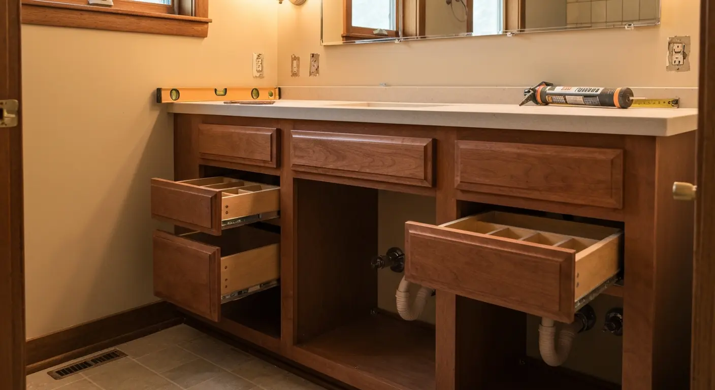 Custom bathroom vanity installation