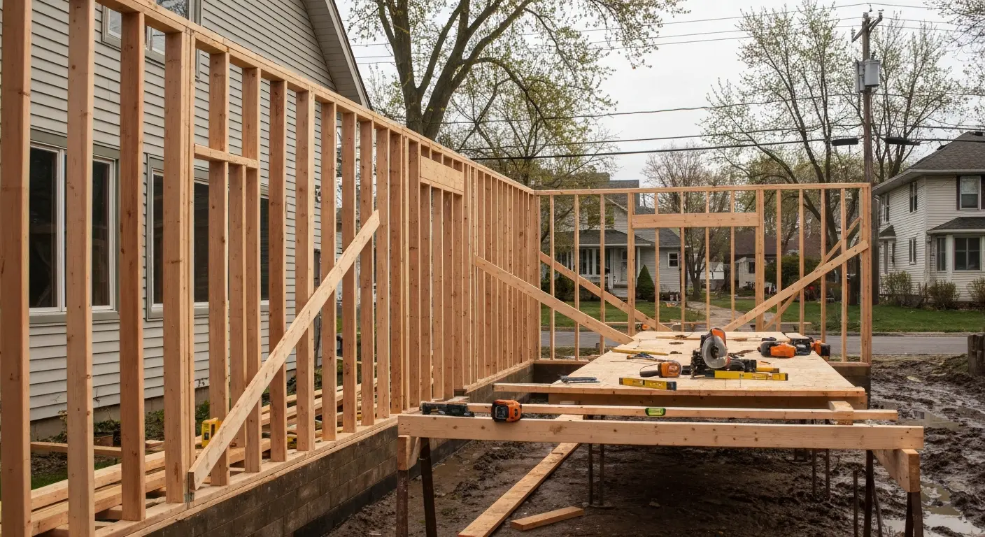 Room addition framing in progress