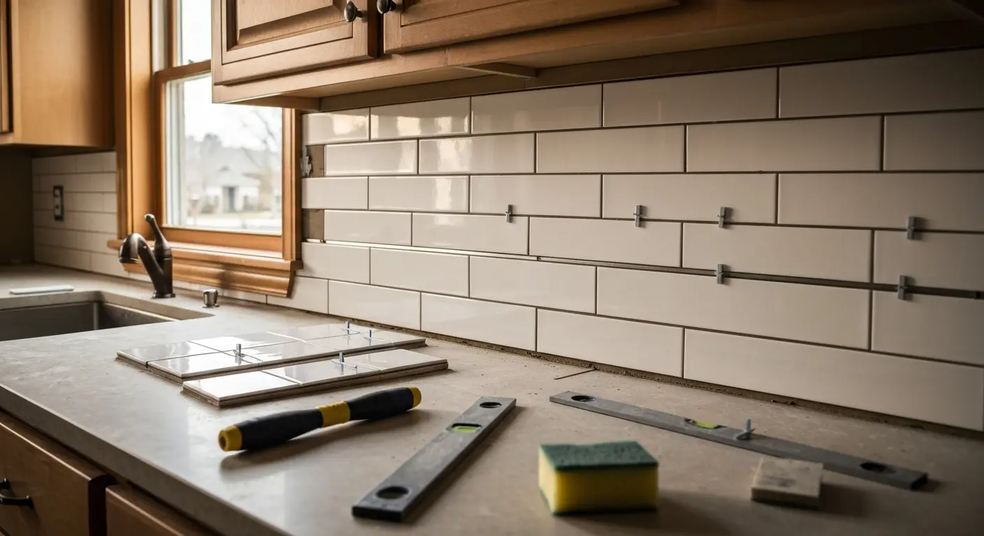 Kitchen backsplash tile installation