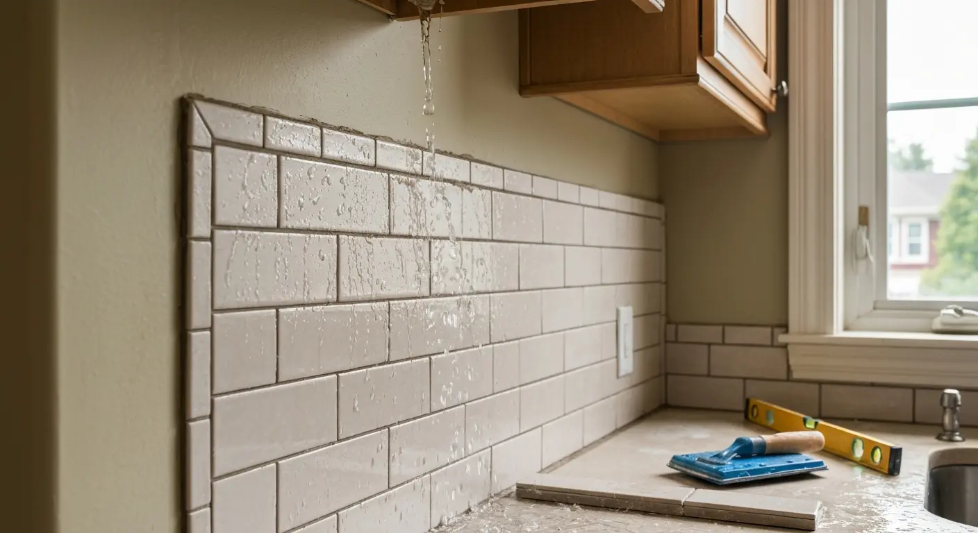 Water-resistant kitchen backsplash tile