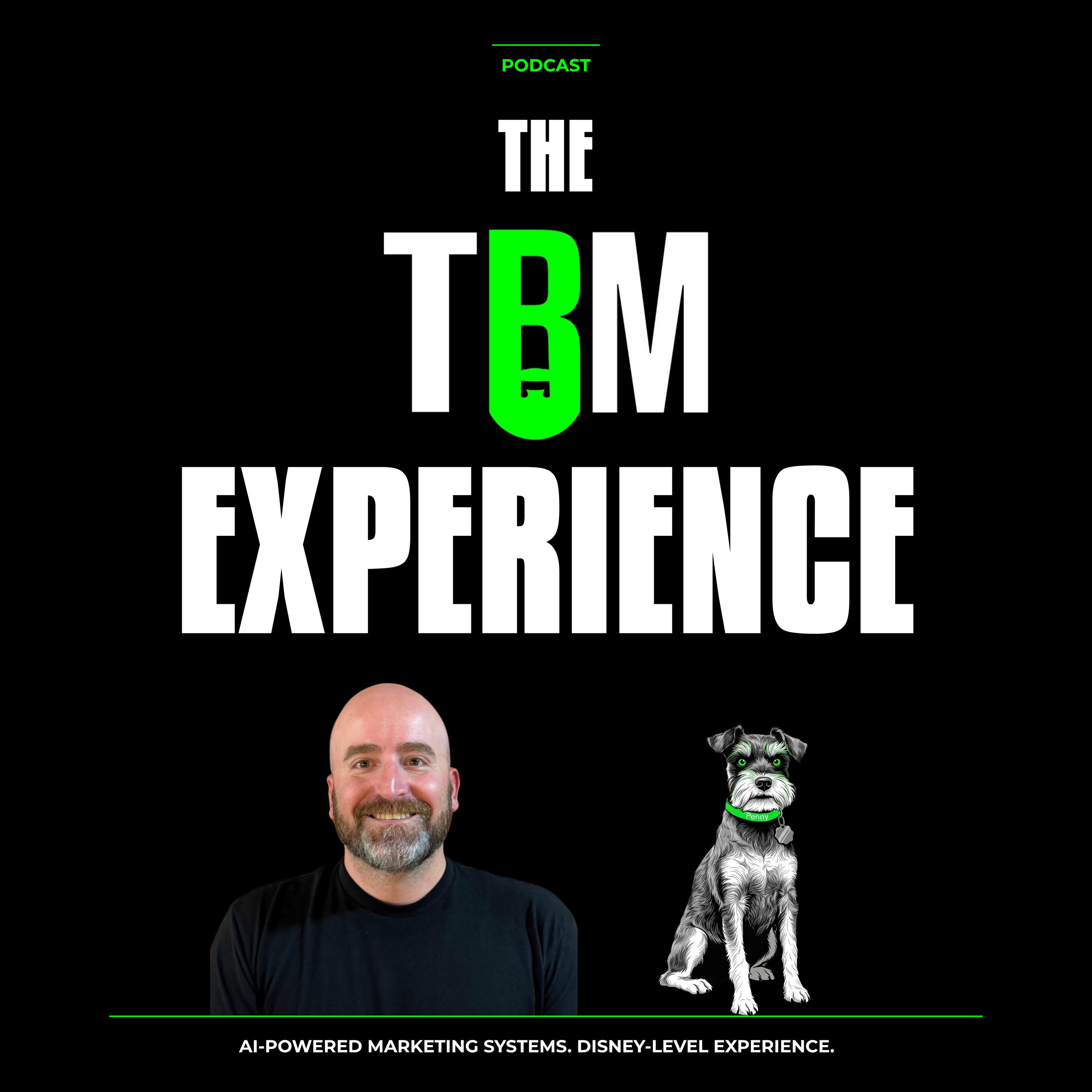 The TBM Experience podcast cover, with Gregory and Penny.