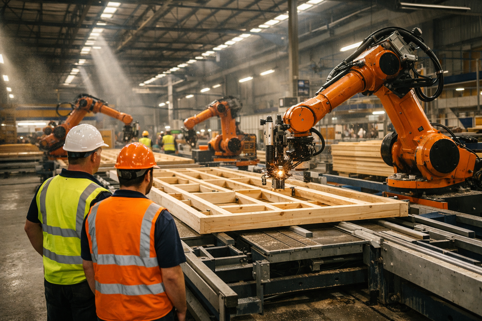 Robotic assembly at a prefabricated factory