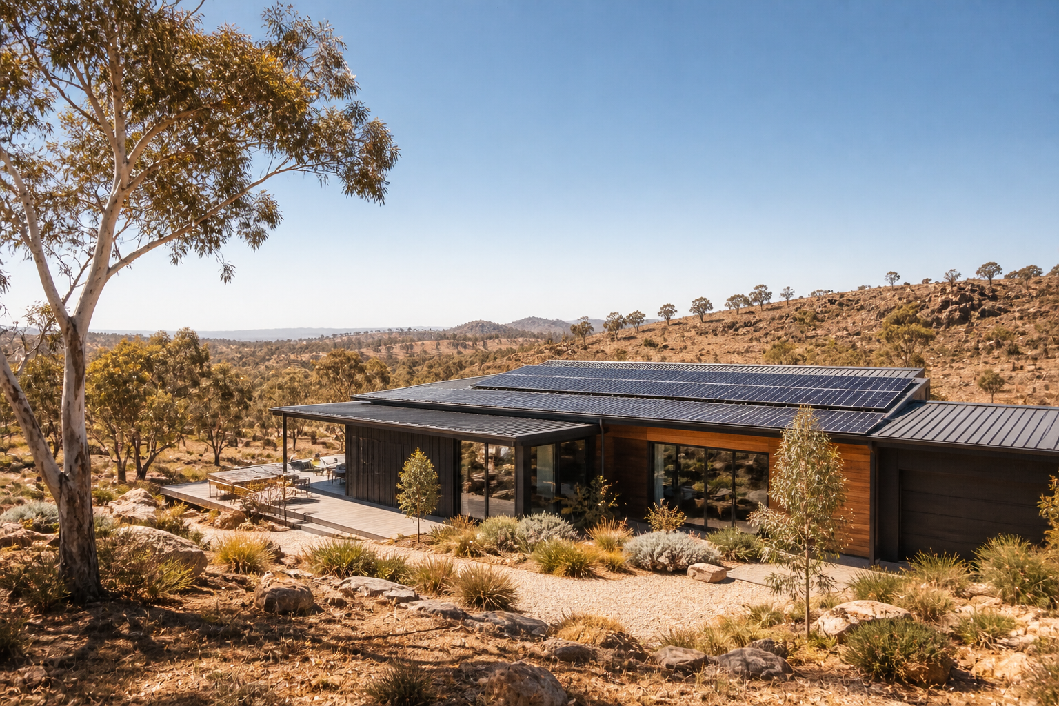 Modern house in a desert landscape