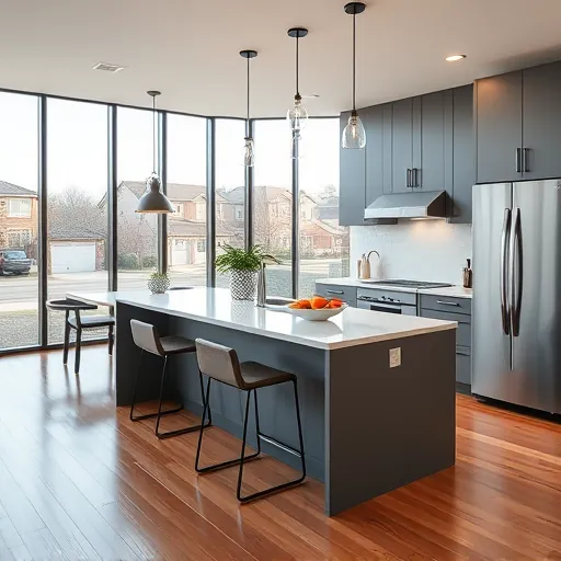 Modern remodeled kitchen in Hyde Park TX with granite countertops, stainless steel appliances, and an open layout.