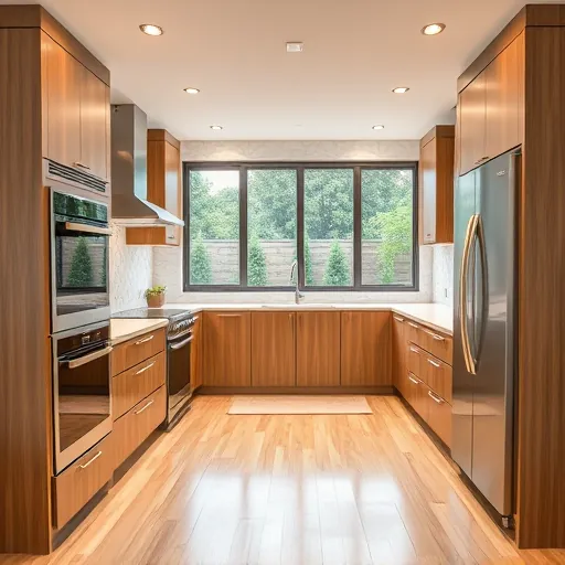 Recently remodeled Allandale TX kitchen with warm wood cabinets quartz countertops stainless steel appliances and natural daylight