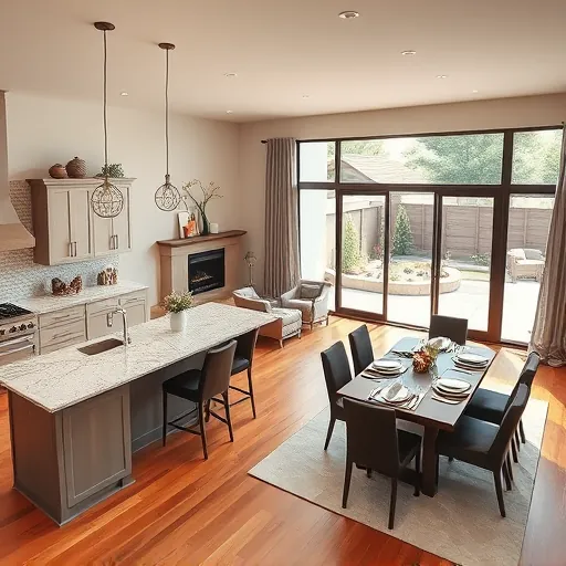 Completed home remodel in Steiner Ranch TX features modern kitchen, spacious living room, and a vibrant landscaped backyard.