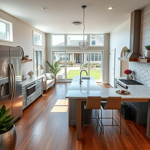 Modern kitchen remodel in Tarrytown TX with stainless steel appliances, elegant cabinetry and quartz countertops.