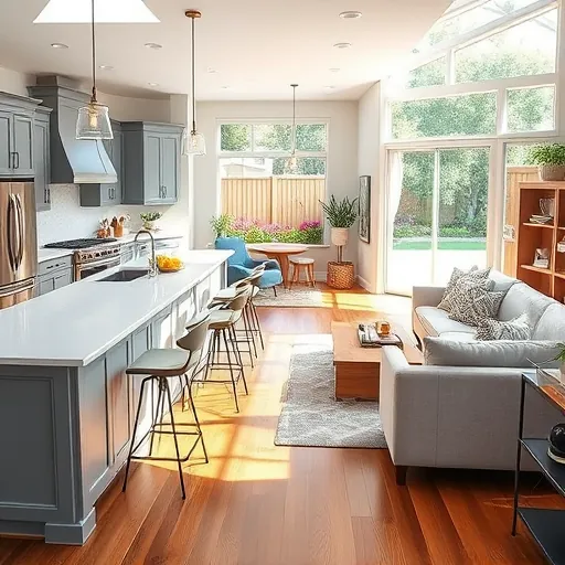Beautifully remodeled kitchen in Volente, TX featuring modern appliances, quartz countertops, open layout, and natural light.