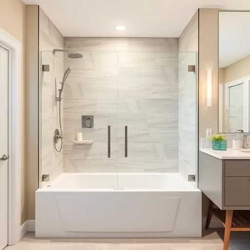 Completed upscale bathroom with a modern walk-in shower, frameless glass doors, stylish tile, and sleek fixtures