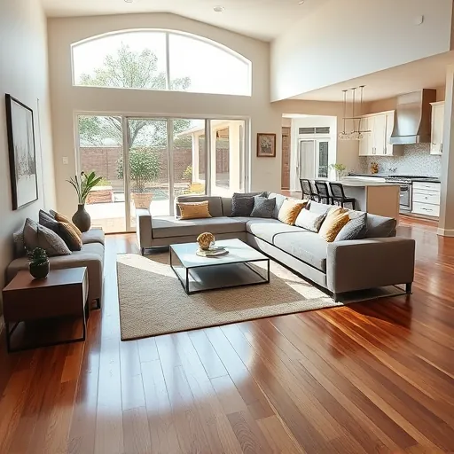Modern living room in Sunset Valley TX features elegant furniture, natural light, and stylish decor in remodeled home.