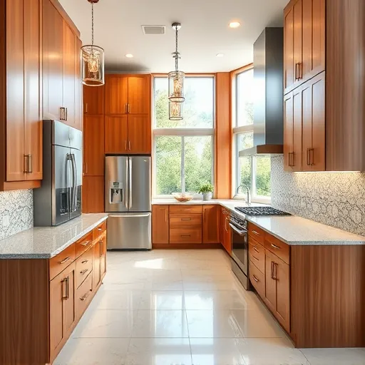 Recently renovated kitchen in Cedar Valley TX with warm wood cabinetry, granite countertops, stainless appliances, and bright ambiance.