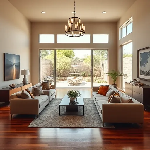 Beautifully renovated living room in Falconhead TX featuring modern decor, natural light, and serene outdoor views.