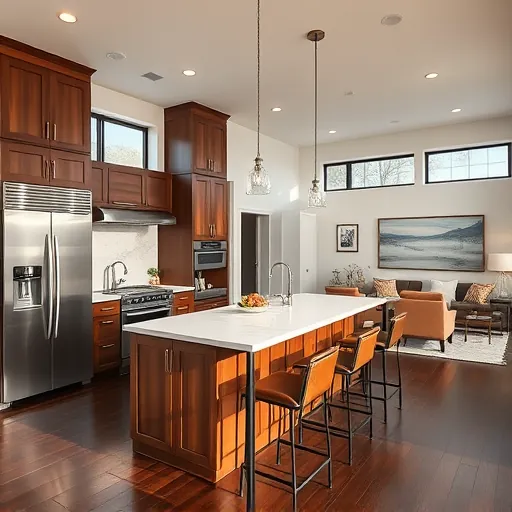 Modern kitchen renovation in Brentwood TX with sleek cabinetry, marble countertops, and spacious open concept layout.