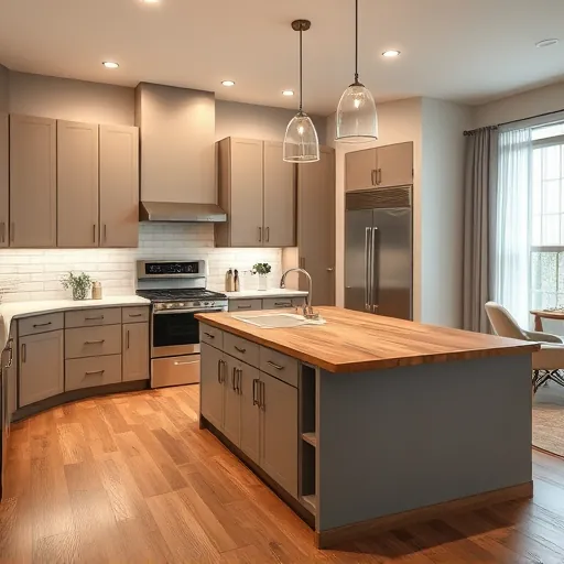 Meticulously remodeled kitchen in Belterra TX featuring modern cabinetry, quartz countertops, stylish backsplash, and elegant lighting.