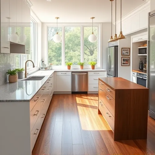 Freshly remodeled kitchen in Austin with granite countertops, stainless appliances, white cabinetry, and natural light.