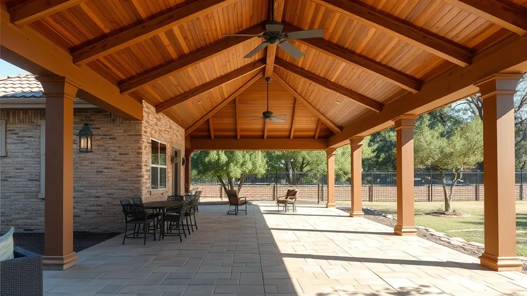 Covered patio construction project showcasing modern designs in Austin, TX.