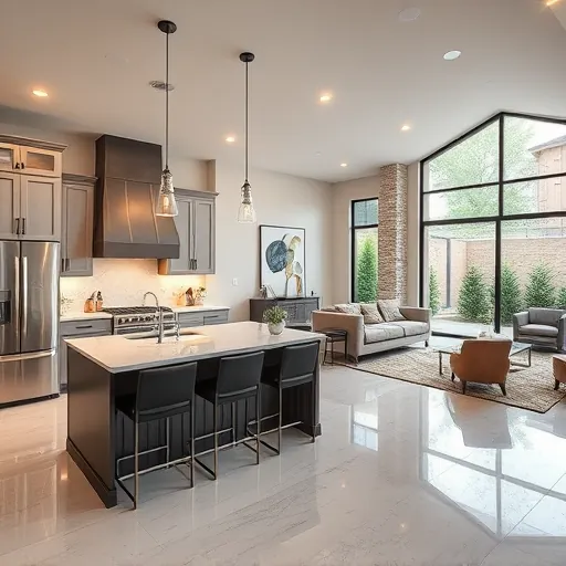 Modern kitchen remodel in Bee Cave TX with sleek appliances, quartz countertops, stylish cabinetry, and natural light.
