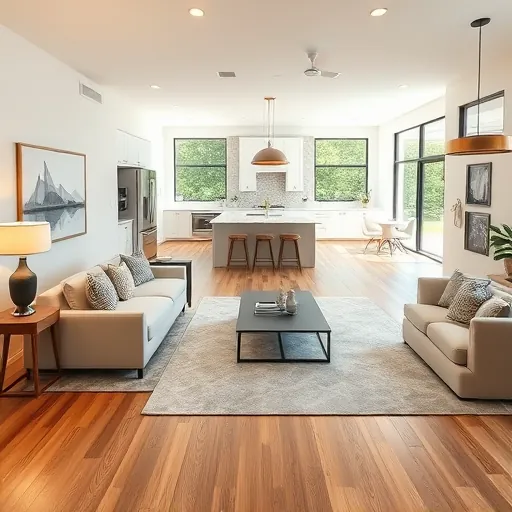Stunning open-concept living area in Barton Creek TX features modern decor, natural light, and elegant kitchen design.