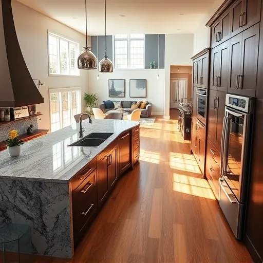 Remodeled Brentwood TX kitchen with granite countertops stainless steel appliances hardwood floors and stylish backsplash