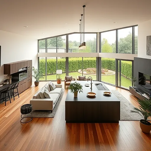Home remodeling in Oak Hill TX featuring an elegant open-concept living area with sleek floors and modern decor.