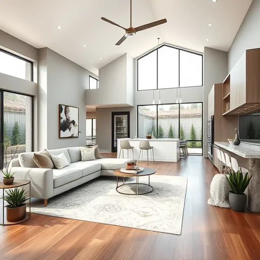 Spacious remodeled Crestview TX living area with modern decor, natural light, and elegant design elements.