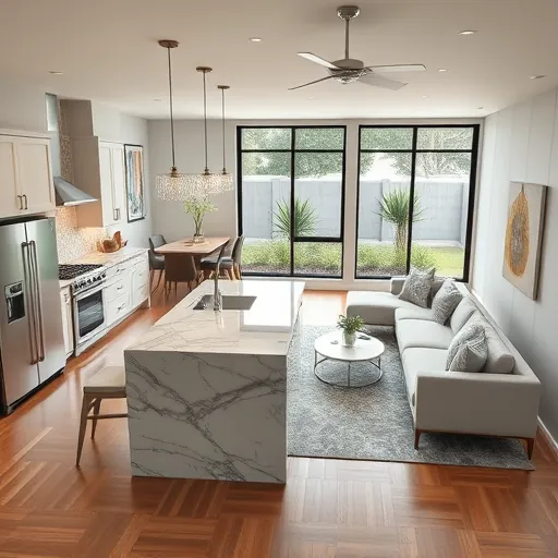 Modern open-concept home in Austin featuring a sleek kitchen, spacious living area, and natural light-filled decor.