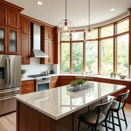 Professionally remodeled kitchen in Holly TX with granite countertops, stainless steel appliances, custom cabinetry, and elegant lighting.