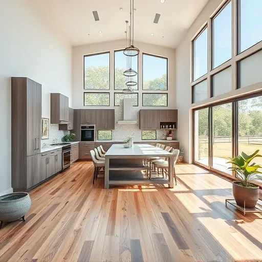 Home remodeling project in Spicewood TX showcasing modern rustic design with open living area and contemporary kitchen.