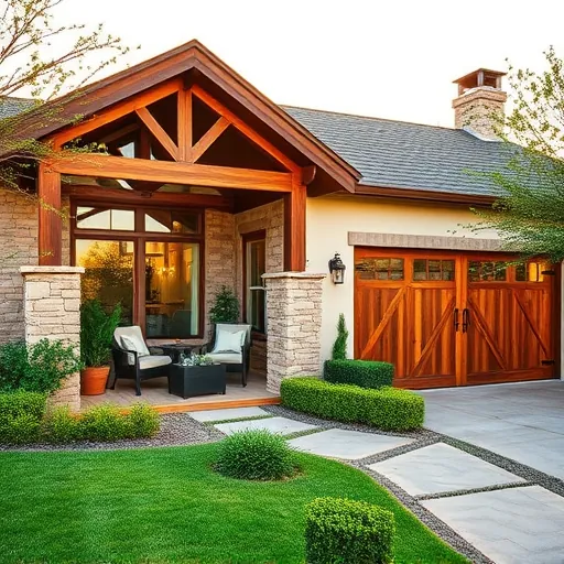 Completed home remodeling project in Wimberley, TX, featuring rustic-modern design, stone accents, and vibrant landscaping.