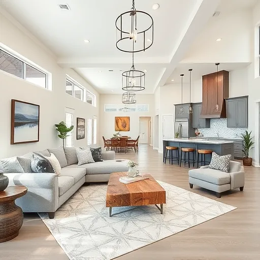 Modern living room in Rollingwood TX featuring open layout, natural light, upscale furniture, and stylish decor elements.
