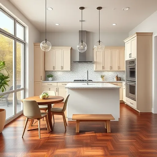 Contemporary kitchen remodel in Lakeway TX with neutral tones, sleek appliances, and natural light enhancing the space.