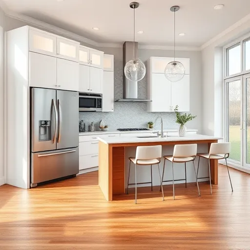 Recently remodeled sleek Tarrytown TX kitchen with stainless steel appliances, quartz countertops, hardwood floors, and modern decor
