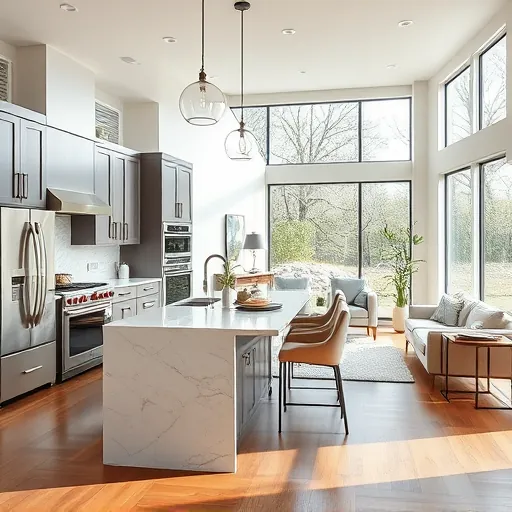 Renovated Austin kitchen with stainless steel appliances, marble countertops, and bright natural light highlighting elegance.