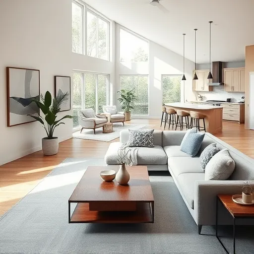 Modern living room in Spanish Oaks TX featuring a sleek sectional, polished coffee table, and elegant decor.