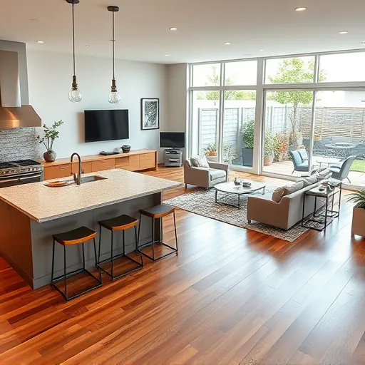 Modern living space in Hyde Park TX, featuring open layout, hardwood floors, granite kitchen, and landscaped patio.
