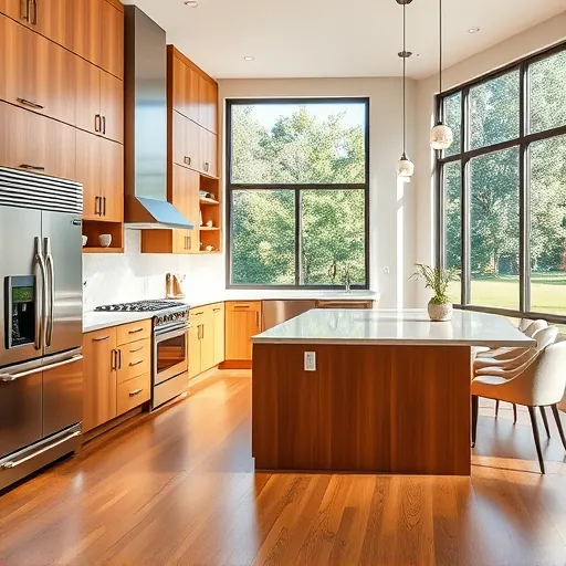 Freshly remodeled kitchen in Rollingwood TX features modern cabinetry, quartz island, and bright natural lighting.