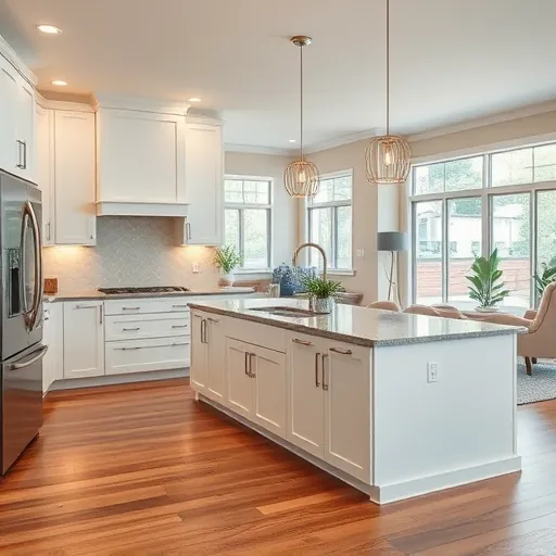Contemporary kitchen in Bouldin Creek TX with sleek cabinetry, polished stone countertops, and elegant lighting.