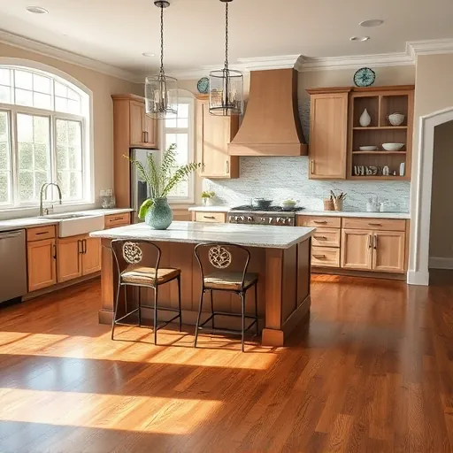 Stunning kitchen remodel in Buda TX with granite countertops, custom cabinetry, polished floors, and modern decor.