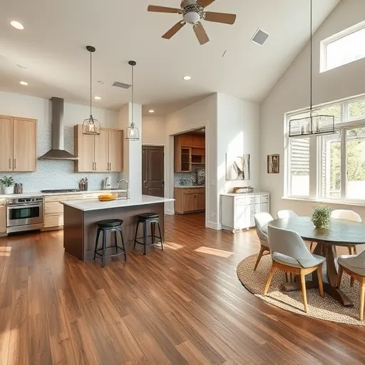 completed home remodel in Steiner Ranch TX with open-concept living, wooden floors, large windows, and modern decor