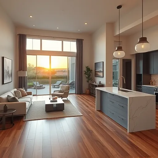 Home remodeling in Belterra TX showcasing an open-concept living space with modern kitchen and cozy living room.