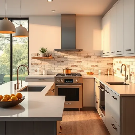 Beautiful Austin kitchen with stylish backsplash featuring subway and mosaic tiles in earthy tones, natural lighting, and modern finishes