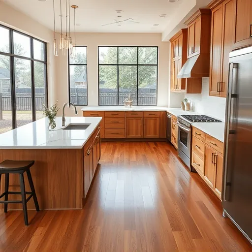 Remodeled Steiner Ranch kitchen with quartz countertops stainless steel appliances custom wood cabinets and a bright spacious design