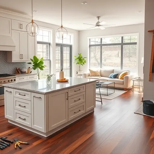 Completed home remodel in Austin TX featuring a modern kitchen with custom cabinetry and stylish decor in an inviting layout.
