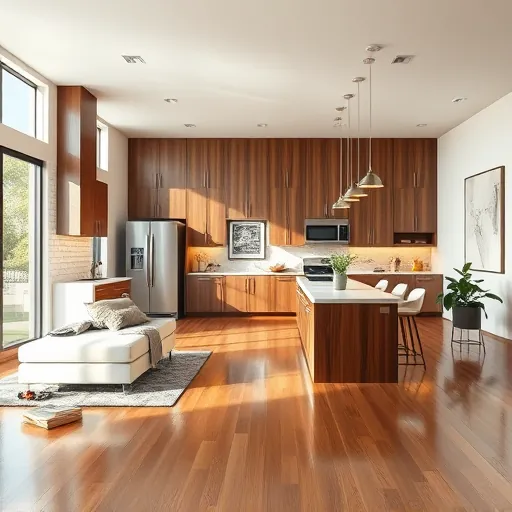 Modern Oak Hill TX home remodeling showcases a seamless kitchen and living area in a welcoming open concept layout.